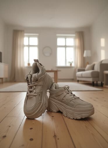 женские кроссовки на платформе: Размер: 39, цвет - Бежевый, Новый — 1