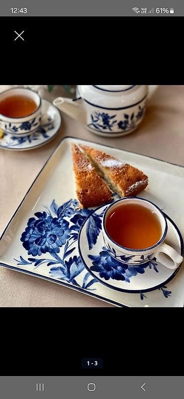 4 reqemli tortlar: Çay dəsti, rəng - Mavi, Keramika — 2