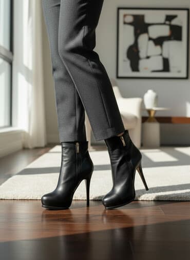 tər əleyhinə: Qadın dəri botları – MICINI, ölçü 38 - Rəng: qara - Material: üst — 1