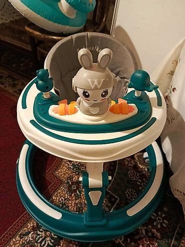 uşaq gəzdirən: Uşaq gəzdirəni / balaca üçün baby-walker - Rəng: firuzə-bəyaz, boz — 1
