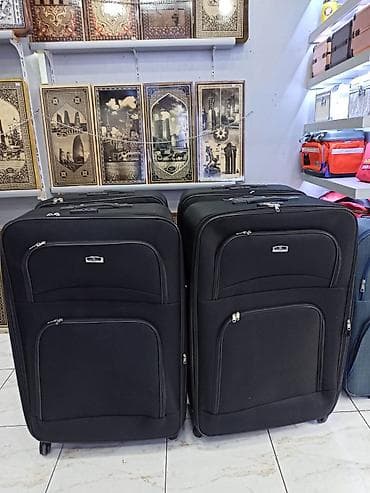 mini keys: Möhkəm və geniş səyahət çamadanları – klassik qara rəngdə, yumşaq — 1
