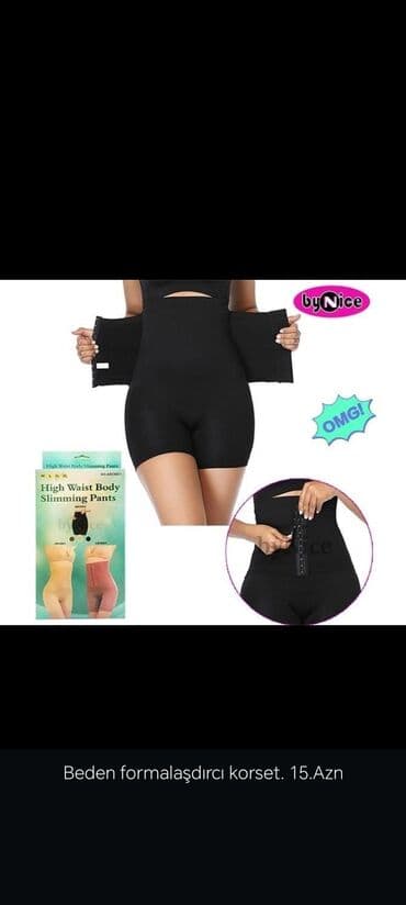 - Bədən formalaşdırıcı şort-korset: yüksək belli, qarın və bel