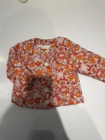 Uşaq üçün çiçək naxışlı nazik jaket/kardiqan. - Rənglər: narıncı