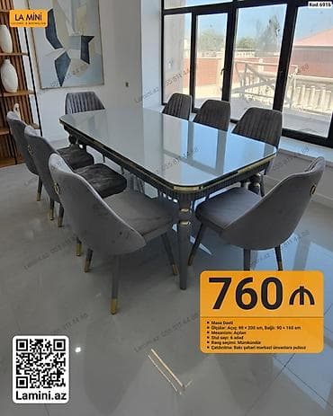 kohnə stul: Məhsul: Yemək otağı üçün masa dəsti (Kod: 6916) Tərkib: - Masa + 6 — 1