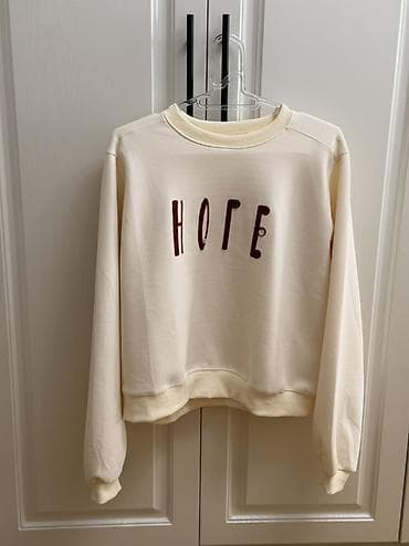 Bej rəngli “HOPE” yazılı svitşot - Model: Uniseks/kadın svitşot -