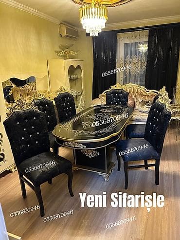 Для гостиной, Новый, Нераскладной, Овальный стол, 6 стульев — 2