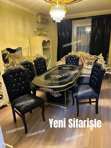 столы и стулья для гостинной цены: Для гостиной, Новый, Нераскладной, Прямоугольный стол, 6 стульев — 7