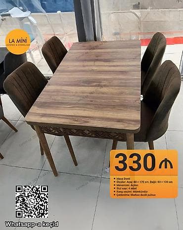 Açılan, Dördbucaq masa, 4 stul