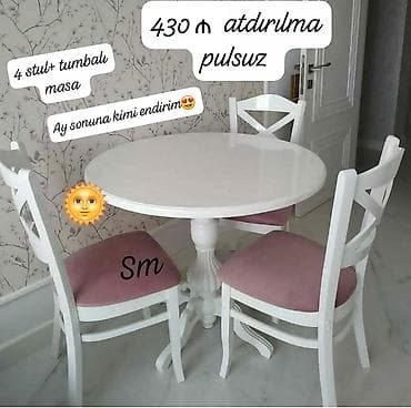 mebel stul: Qonaq otağı üçün, Yeni, Yumru masa, 4 stul — 1