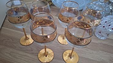 saf su: Qədəhlər, rəng - Qızılı, Şüşə, 6 ədədli dəst — 1