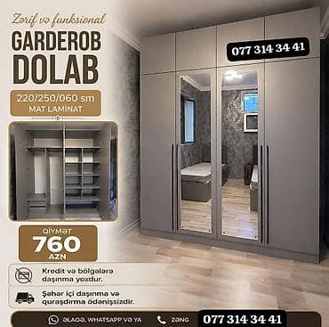 Zərif və funksional gardirob dolabı - Ölçülər: 220/250/060 sm -