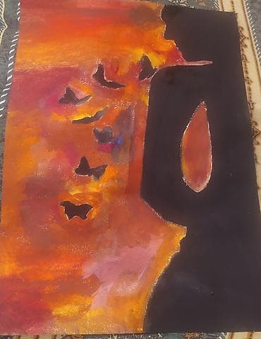 oglan sekli: Abstrakt rəsm əsəri – akril boya, qalın kağız üzərində - Mövzu — 1