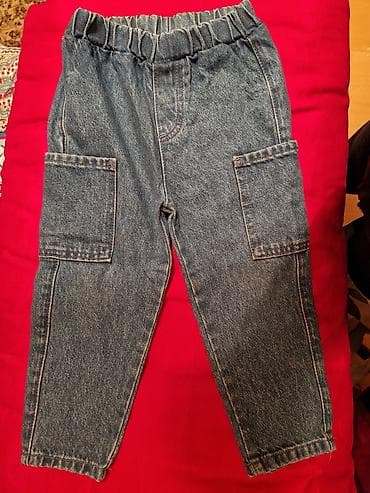 Uşaq üçün cins şalvar - Material: klassik mavi denim - Model: cargo