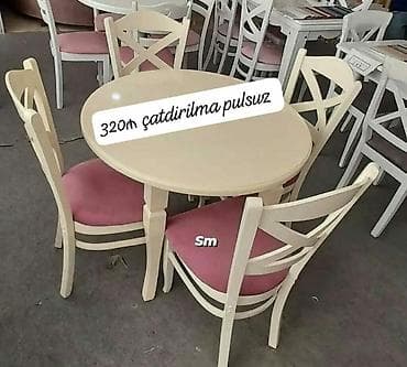 qoz sekili: Mətbəx üçün, Yeni, Açılmayan, Yumru masa, 4 stul — 1