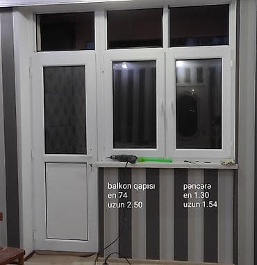 PVC balkon-qapı və pəncərə dəsti - Material: ağ PVC profil, ikili