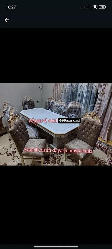 bar stul: Qonaq otağı üçün, Yeni, 6 stul — 1