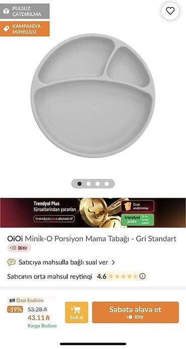 selikon: OiOi Minik-O Porsiyon Mama Dəsti – Boz - Məhsul tərkibi: 1 ədəd — 2