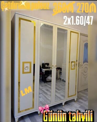 mətbəx üçün şkaf: Yeni, Açılan, 4 qapılı Düz dolab, Dolab-asılqan — 1