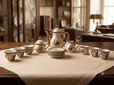 samovar ucuz qiymete: Çay dəsti, rəng - Qızılı, Farfor — 1