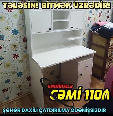 Düz masa, Polkalı, Siyirməli, Azərbaycan, Sadə laminat, Zəmanətli, Kredit yoxdur