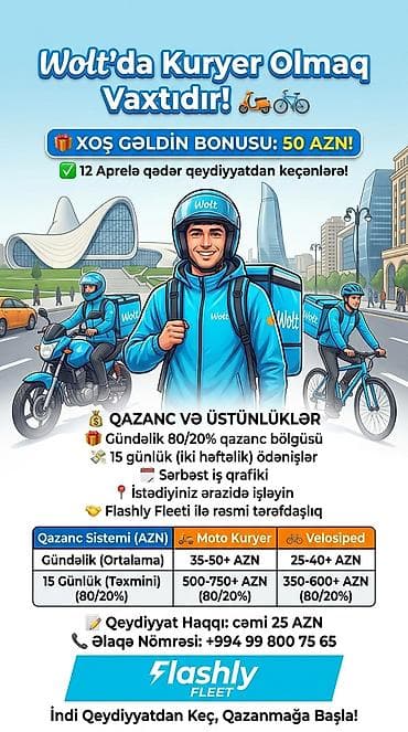 wolt cv: Moto-kuryer tələb olunur, Ayda 2 dəfə ödəniş, Təcrübəsiz — 1