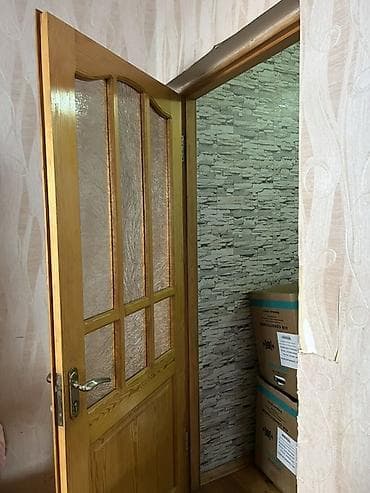 sehf qapi: Taxta otaq qapısı – şüşəli dizayn - Material: tam ağac (açıq palıd — 1