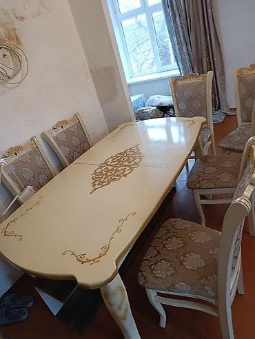 Дом и сад: Для гостиной, Б/у, Раскладной, Прямоугольный стол, 6 стульев — 2