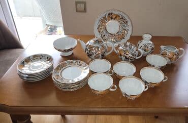 first class cay: Çay dəsti, rəng - Ağ, Farfor, 24 nəfərlik, SSRİ — 2