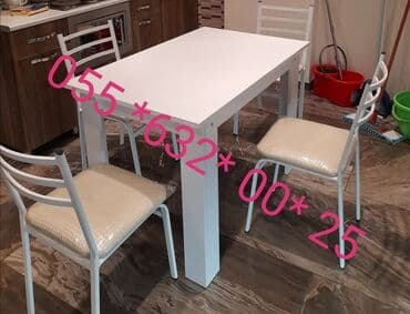 mdf satışı: Mətbəx üçün, Yeni, Açılmayan, Kvadrat masa, 4 stul — 12