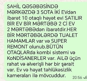 masazirda satilan evler type 1: Sahil qəsəbəsinin mərkəzində, 3 sot torpaq sahəsində yerləşən, iki — 1