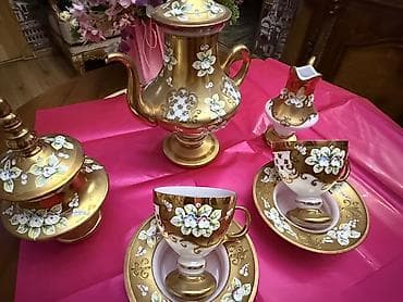 Çay dəsti, rəng - Qızılı, Farfor — 1