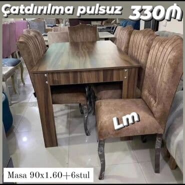 laminat qiyməti: Qonaq otağı üçün, Yeni, Açılan, Dördbucaq masa, 6 stul — 10