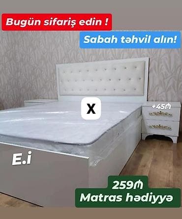 tumbucqa: Ağ rəngli iki nəfərlik yataq dəsti təqdim olunur. Dəstə yumşaq üzlü — 1