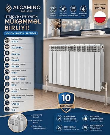 ev qizdiran: Yeni Seksiyalı Radiator Alüminium, Ödənişli çatdırılma, Ödənişli quraşdırma, Zəmanətli, Kredit yoxdur — 7