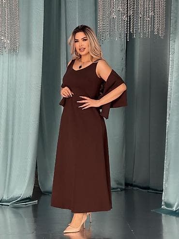 Qadın uzun don – şokolad/qəhvəyi rəng - Model: uzun, A-kəsim siluet -
