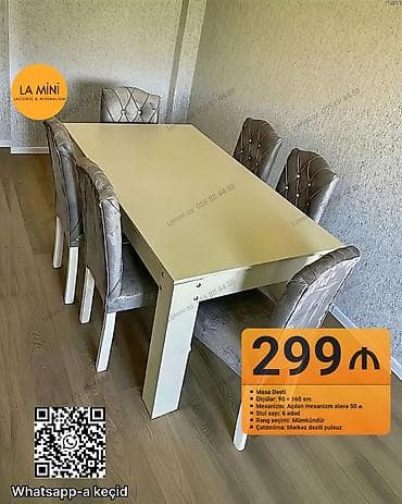 Açılan, Dördbucaq masa, 6 stul