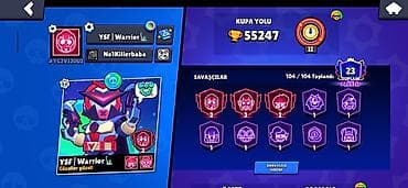 Video oyunlar və konsollar: Brawl Stars hesabı – yüksək səviyyəli, tam kolleksiya - Kupa yolu: 55 — 1