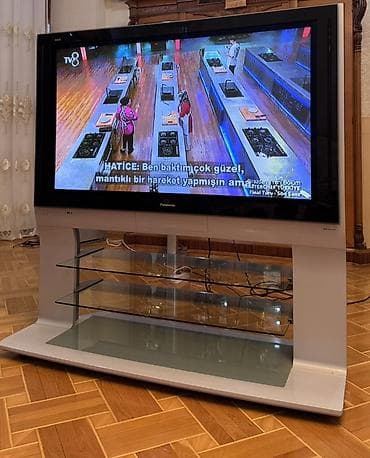 TV və video: Panasonic plazma televizor + şüşə rəfli TV stend Heç bir problemi — 3