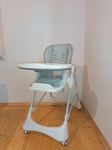 Uşaq yemək stulu - Rəng: açıq boz/ağ - Hündürlüyü tənzimlənən