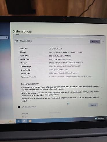 tük alan: Lenovo ideapad 1 15ijl7 8/256 yaddaş — 3