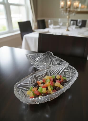 fosfor ulduz: Kənafəvari formalı 2 ədəd şüşə/kristal meyvə və ya qəlyanaltı qabı — 1