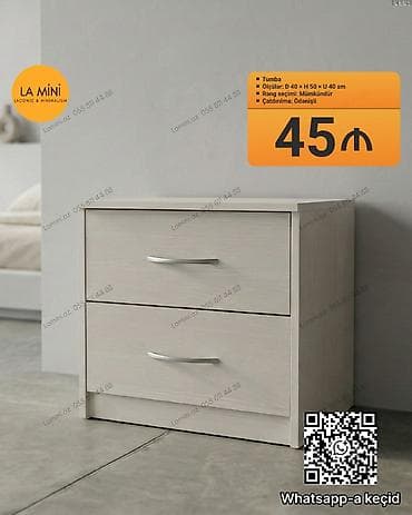 Tumba – minimal dizaynlı, iki çekmecəli model. Ölçülər: Dərinlik 40