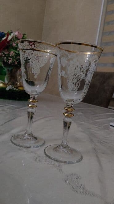 Süfrə qab-qacaqı: Qədəhlər, rəng - Qızılı, Şüşə, 6 ədədli dəst — 2