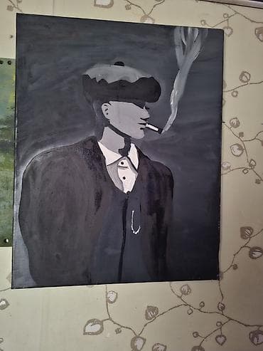 Ev saatları: Mövzu: Qara-ağ portret tablo – kətan üzərində akril Təsvir: - Kətan — 1