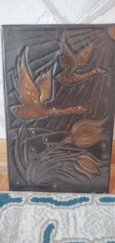 divar şəkli: Metal relyef tablo – “Uçan quşlar və lalələr” - Material — 3