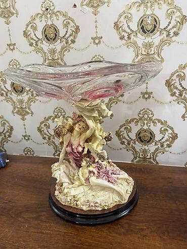 şirniyyat qablari: Dekorativ şüşə meyvə qabı – heykəl kompozisiyalı - Üst hissə: qalın — 5