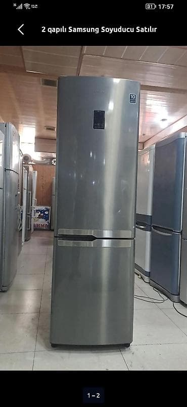 2 qapılı Samsung Soyuducu Satılır, rəng - Gümüşü, Təkərli