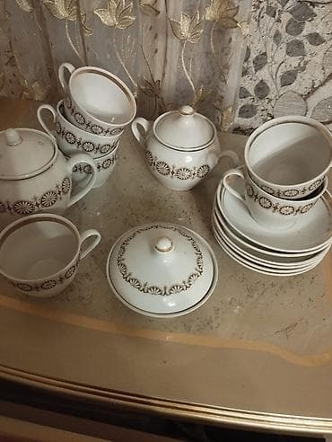 Çay dəsti, rəng - Ağ, Farfor — 1