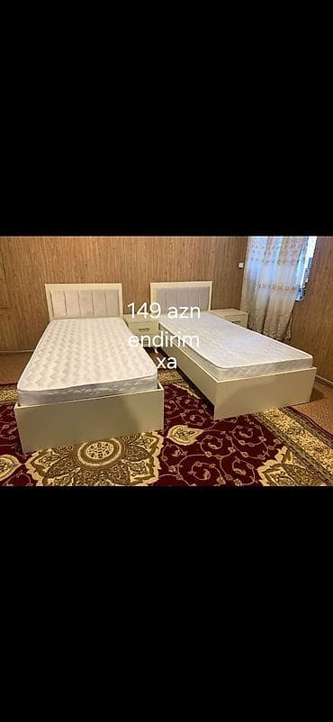 yataq taxti: Yataq mebel dəsti – 2 ədəd tək nəfərlik çarpayı, 2 ədəd döşək və 2 — 1
