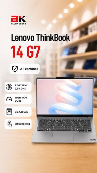 notebook ram: Yeni Lenovo ThinkBook, 14 ", AMD Ryzen 7, 512 GB, Rayonlara çatdırılma, Ödənişli çatdırılma, Ünvandan götürmə — 1